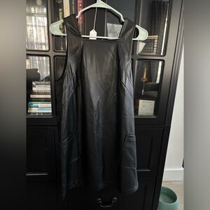 Anthropologie Black Leather Sleeveless Dress